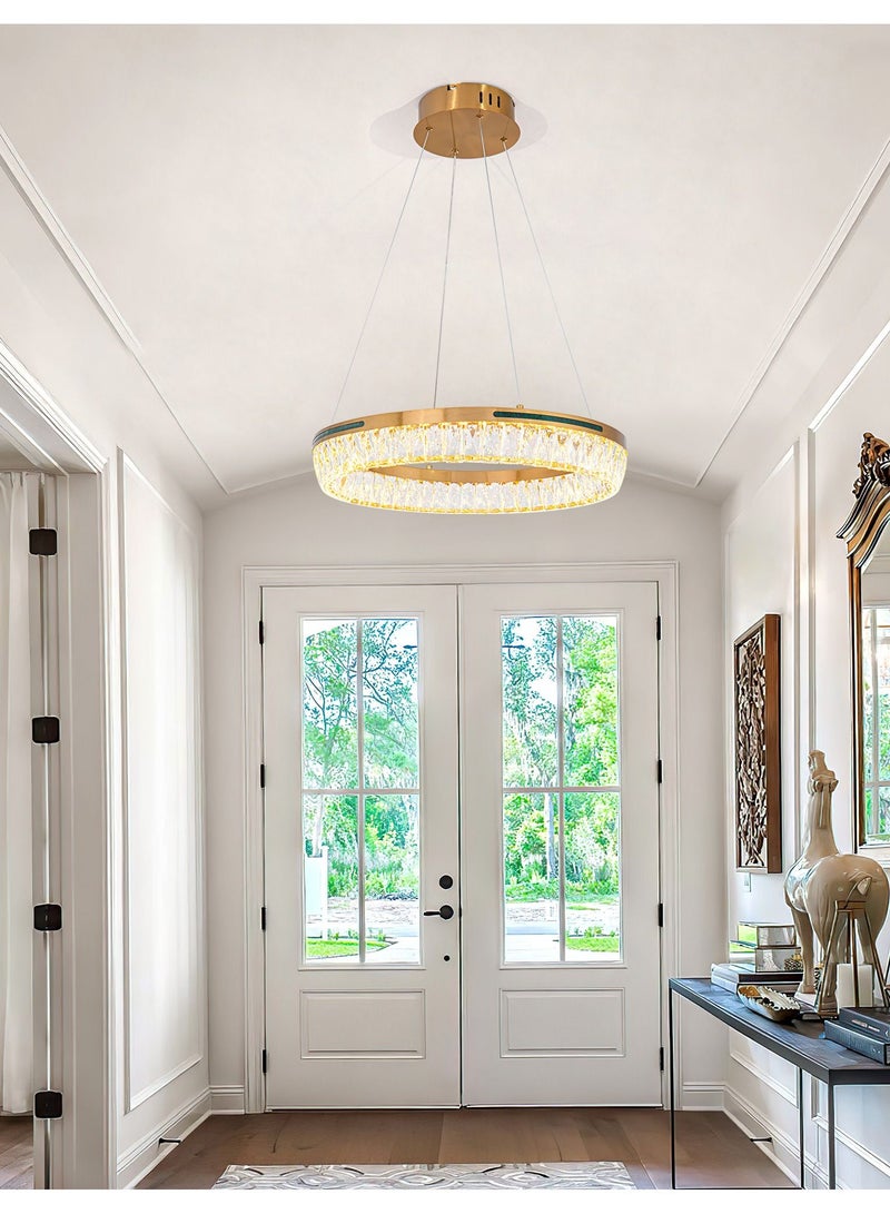 NeverEnd Elegant Italian Design Crystal Pendant Light Chrome Crystal Chandelier Single Ring - Image 1