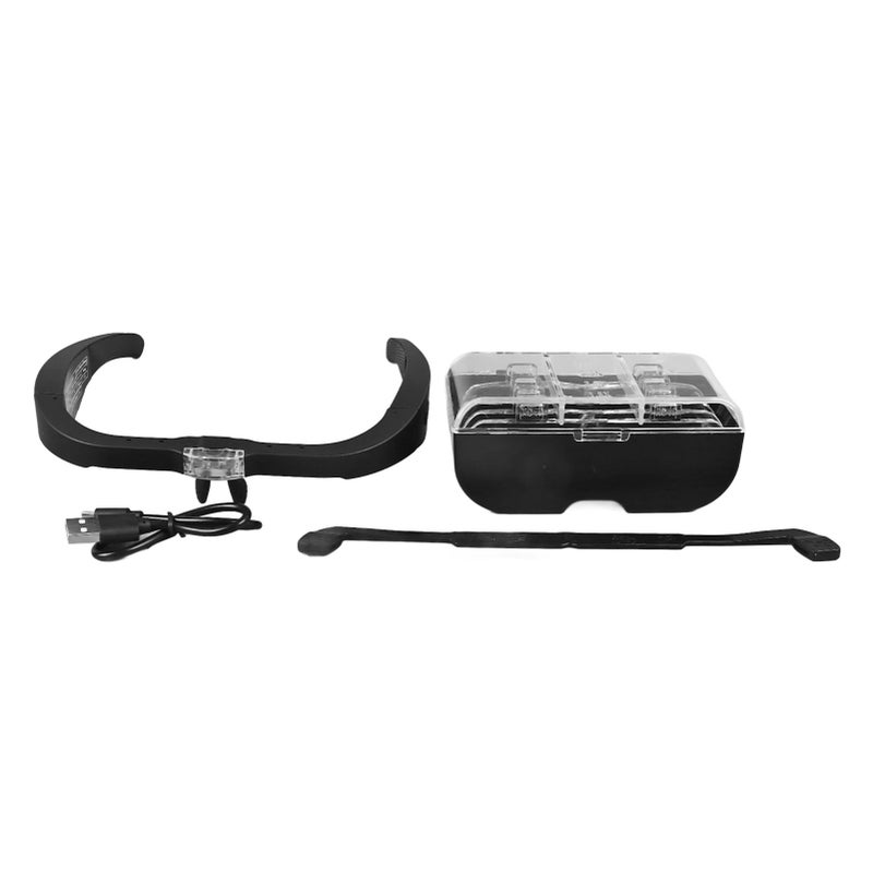 Spectacle Magnifier LED Rechargeable Close Work Head Magnifying Glasses for Eyeglasses with 1.5 2.5 3.5 5X Lens 2 Light - Image 1