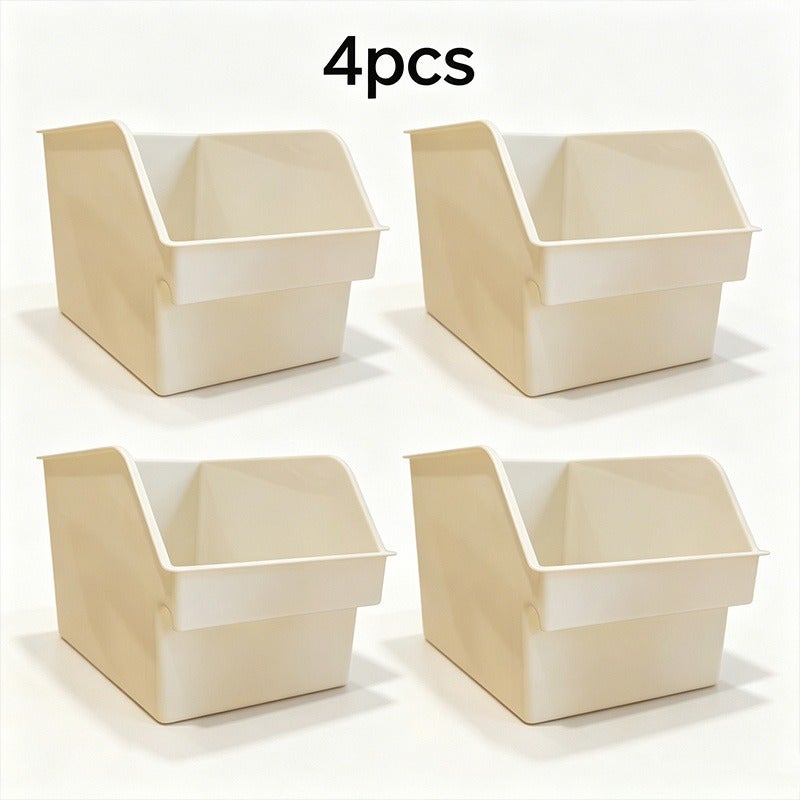 2/4 Pack Tall Pull Out Under Sink Organizer with Handle, Drawer Style Plastic Storage Bins, Slim Gap Organizer Basket, Multipurpose Cabinet Container for Spice, Snacks & Sundries, Ideal for Kitchen, Bathroom, Pantry and Freezer - Image 1