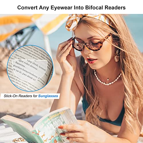 OKH 2-pack Stick-on Bifocal Lenses Reader, Adhesive Magnifying Reading Lenses for Glasses Goggles (+1.75 Diopters) - Image 3