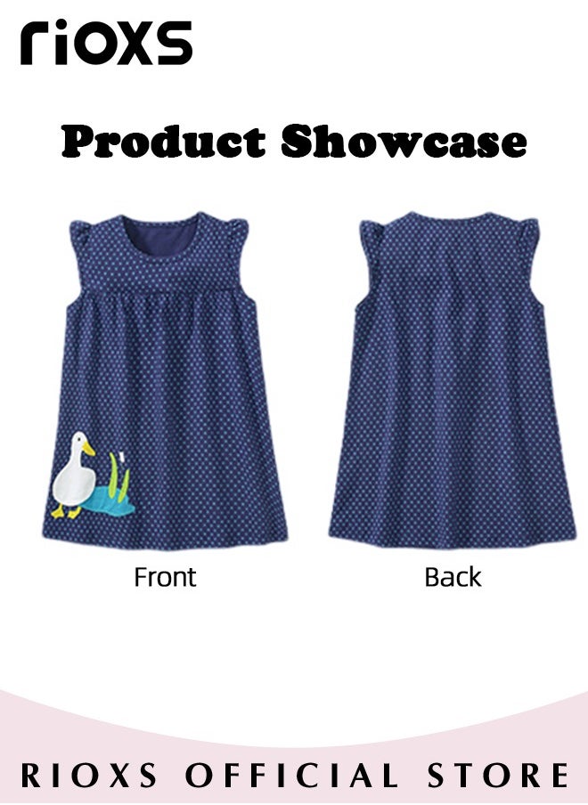 RIOXS - Girls Stylish Round Neck Dress, Short Sleeve Comfortable Dress with Adorable Pattern, Wonderful Summer Dresses for Girls, Comfortable to Wear, Suitable for Daily Wear, Vacation and Other Occasions, Great Gift Choice for Girls - Image 1