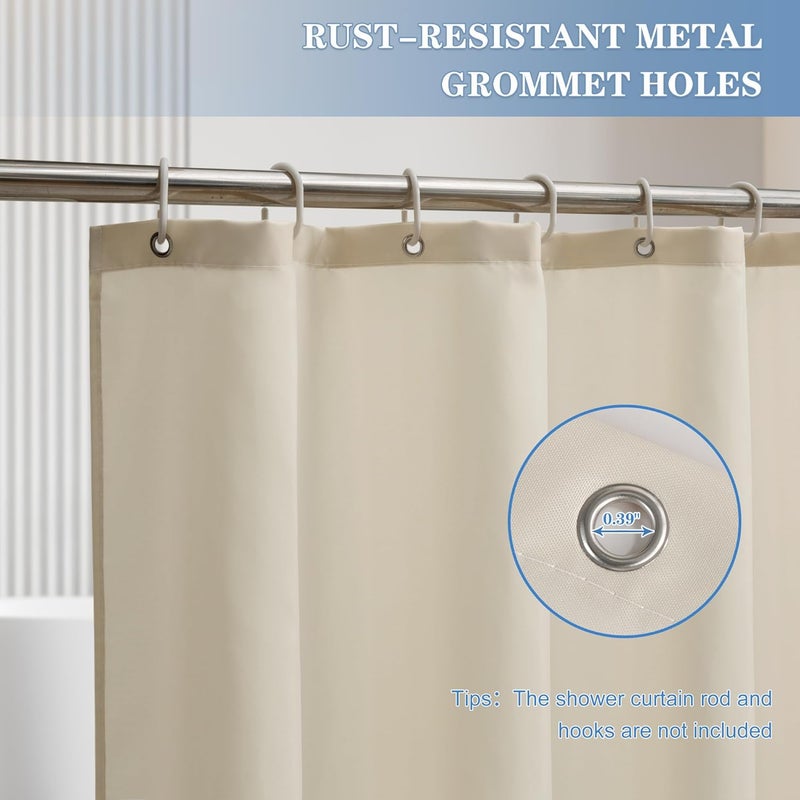 Nasitos Fabric Shower Curtain Liners 2 Pack - W72 x H72 - Washable & Water Resistant Lightweight Cloth Shower Liner for Bathroom, Soft Hotel Quality, Standard Size (Beige, 4 Magnets Included) - Image 5