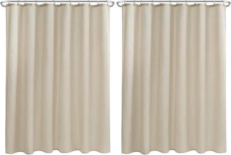 Nasitos Fabric Shower Curtain Liners 2 Pack - W72 x H72 - Washable & Water Resistant Lightweight Cloth Shower Liner for Bathroom, Soft Hotel Quality, Standard Size (Beige, 4 Magnets Included) - Image 1