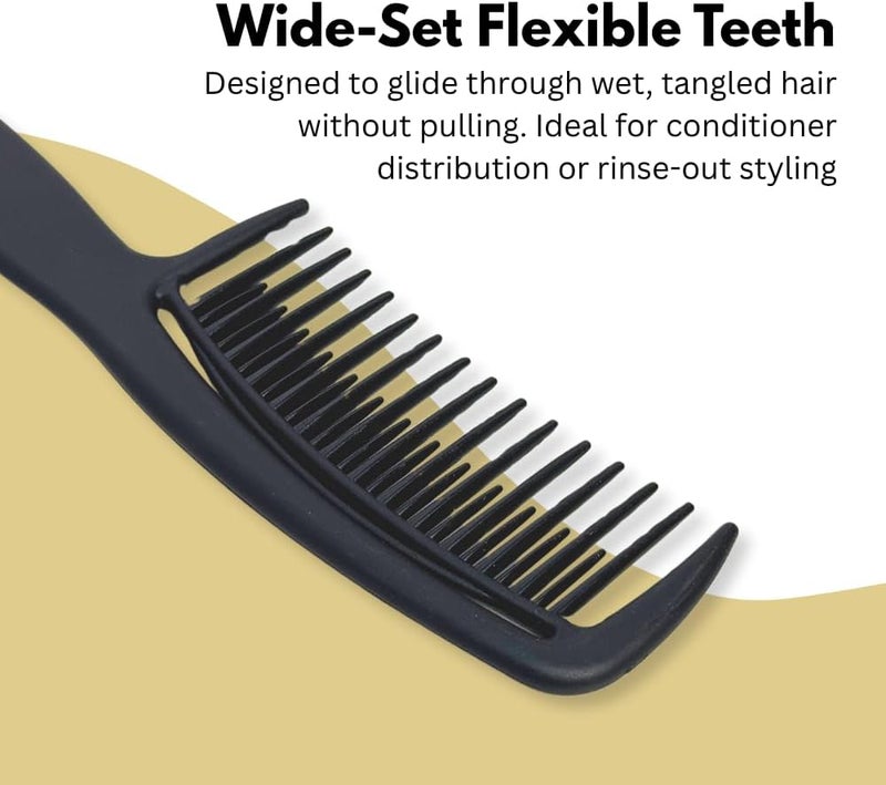 Glitters Wide Tooth Shower Comb with Hook, 2 Pack - Black and Blue - Image 2