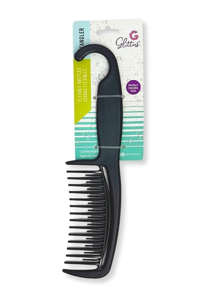 Glitters Wide Tooth Shower Comb with Hook, 2 Pack - Black and Blue - Image 1