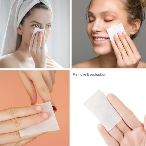 MEPOINT Makeup Cotton Pads, Facial Eye Makeup Remover Pads, Natural Premium Square Cotton Puff, Double-Side Save Water Soft Gentle Makeup Tools 500 Pcs - Image 3