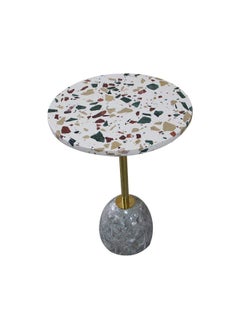 DANUBE HOME Rusi Round Side Table - White Pattern / Black  - Image 1