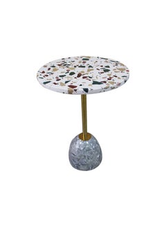 DANUBE HOME Rusi Round Side Table - White Pattern / Black  - Image 2