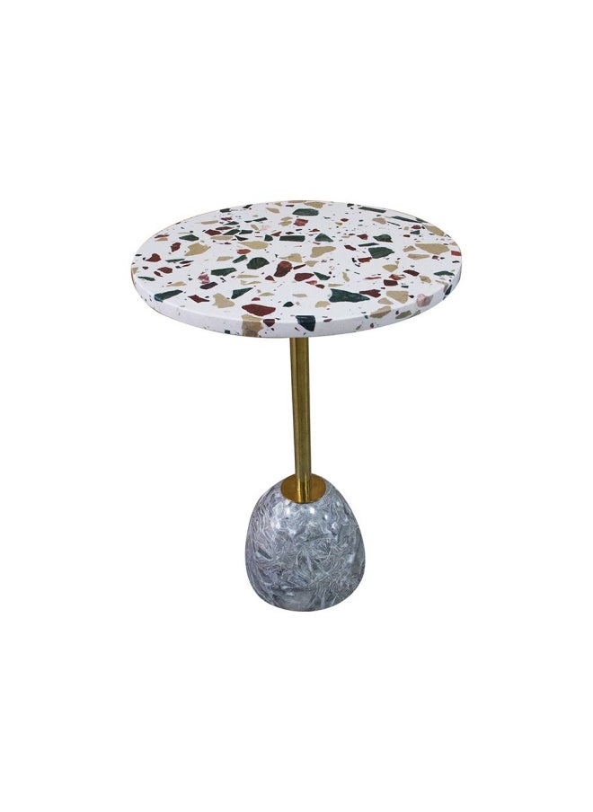 DANUBE HOME Rusi Round Side Table - White Pattern / Black  - Image 2
