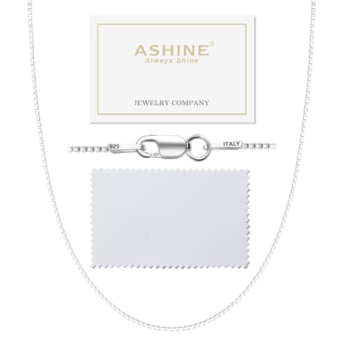 ASHINE Silver Chain for Men cadena de plata 925 para hombre Silver Necklace Men Necklace for Women (1mm Box Chain Lobster Clasp 22 Inches) - Image 1