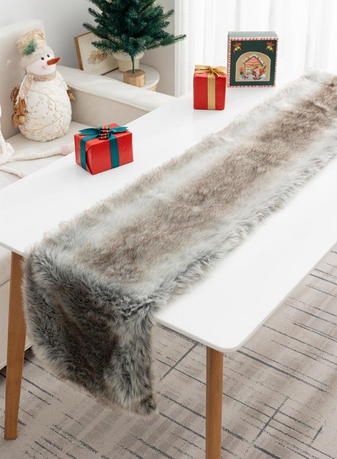 E-FirstFeeling Faux Fur Table Runner Plush Christmas Table Runner Fluffy Table Runner for Home Dining Table Decorations Dresser Runner Christmas Holiday Party Decorations - Image 4