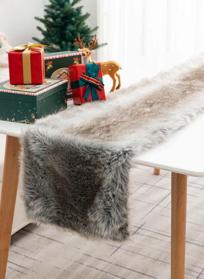 E-FirstFeeling Faux Fur Table Runner Plush Christmas Table Runner Fluffy Table Runner for Home Dining Table Decorations Dresser Runner Christmas Holiday Party Decorations - Image 3