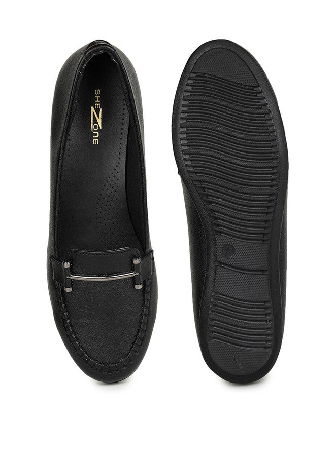 She Zone Black Loafers for Women - Image 5