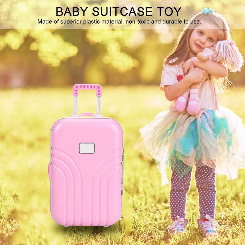 klarako Baby Suitcase Toy 15.5 X 10.5 X 7cm, Cute Plastic Rolling Suitcase Mini Luggage Box Rounded, No Burr Pink - Image 1