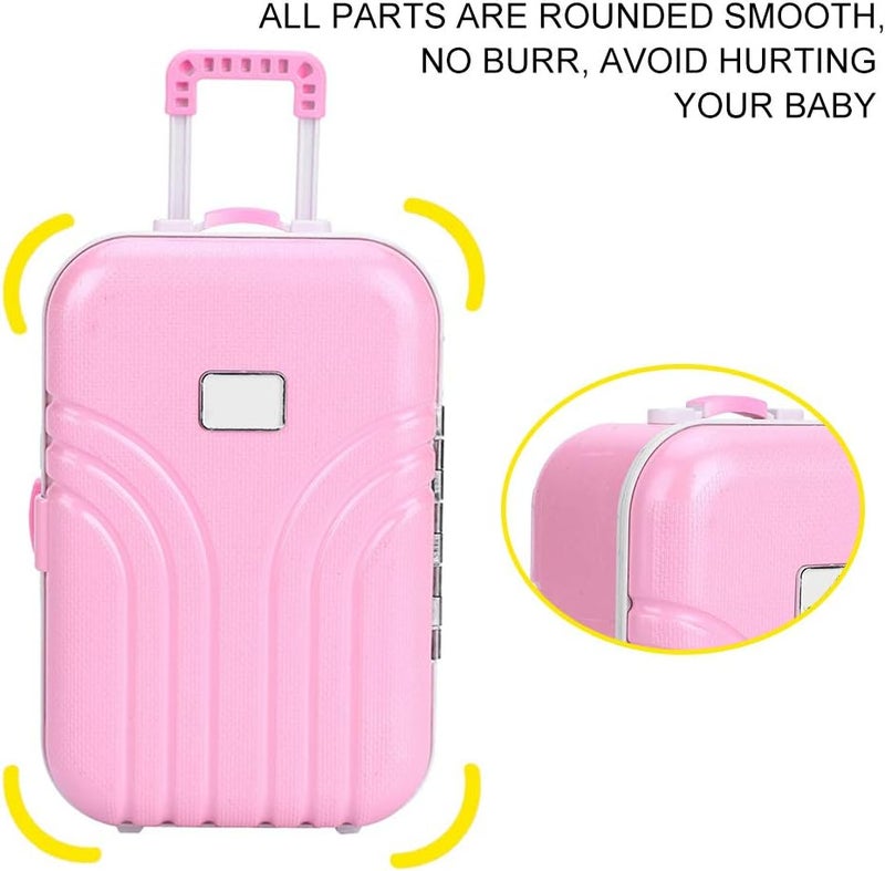 klarako Baby Suitcase Toy 15.5 X 10.5 X 7cm, Cute Plastic Rolling Suitcase Mini Luggage Box Rounded, No Burr Pink - Image 2