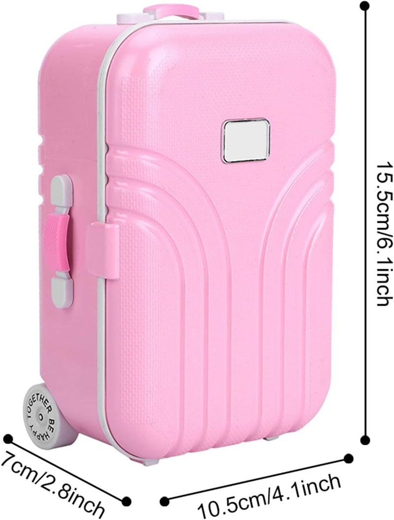 klarako Baby Suitcase Toy 15.5 X 10.5 X 7cm, Cute Plastic Rolling Suitcase Mini Luggage Box Rounded, No Burr Pink - Image 5