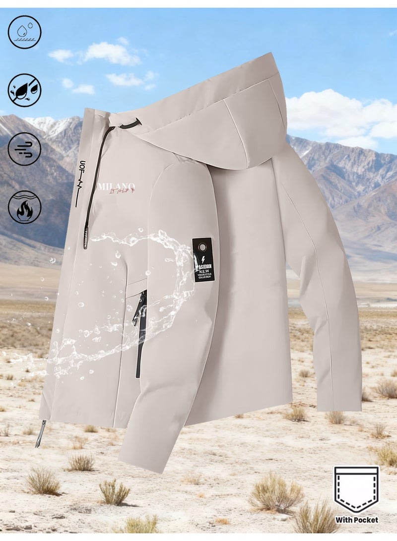 2026 New Men’s Water- and Stain-Resistant Outdoor Sport/Casual/Street/Commuter Functional Letter Printed Jacket