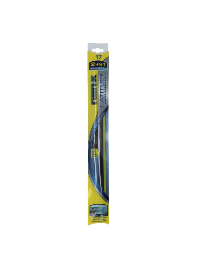 Rain-X Latitude Water Repellency 2-in-1 Car Wiper Blade Black 17 Inch 5079283-2 - Image 1