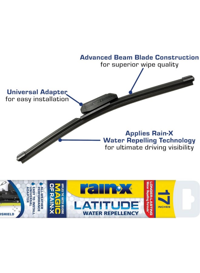 Rain-X Latitude Water Repellency 2-in-1 Car Wiper Blade Black 17 Inch 5079283-2 - Image 4