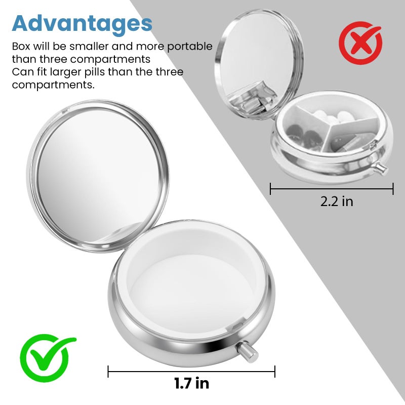 HCYPCV Mini Pill Box, Small Pill Box, Cute Pill Organizer for Vitamins, Medications, Fish Oil and Supplements (Black Flowers) - Image 2