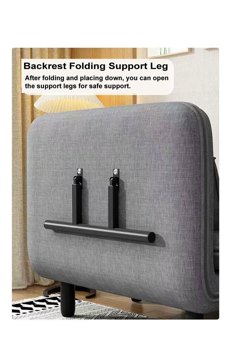 سي آند سي هوم سرير أريكة متعدد الوظائف 3 في 1 بتصميم عصري قابل للتحويل والتمديد مع وسادة وأرجل من الخشب الصلب وكرسي قابل للطي مع مسند للذراعين ومقعد فردي مريح وأريكة استرخاء وسرير قيلولة وكرسي استرخاء متعدد المراحل ومجموعة أثاث بعرض 80 سم ويمكن تمديد الطول إلى 190 سم. - Image 5