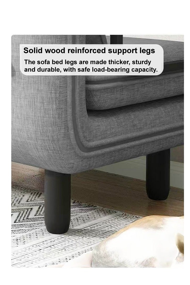 سي آند سي هوم سرير أريكة متعدد الوظائف 3 في 1 بتصميم عصري قابل للتحويل والتمديد مع وسادة وأرجل من الخشب الصلب وكرسي قابل للطي مع مسند للذراعين ومقعد فردي مريح وأريكة استرخاء وسرير قيلولة وكرسي استرخاء متعدد المراحل ومجموعة أثاث بعرض 80 سم ويمكن تمديد الطول إلى 190 سم. - Image 4