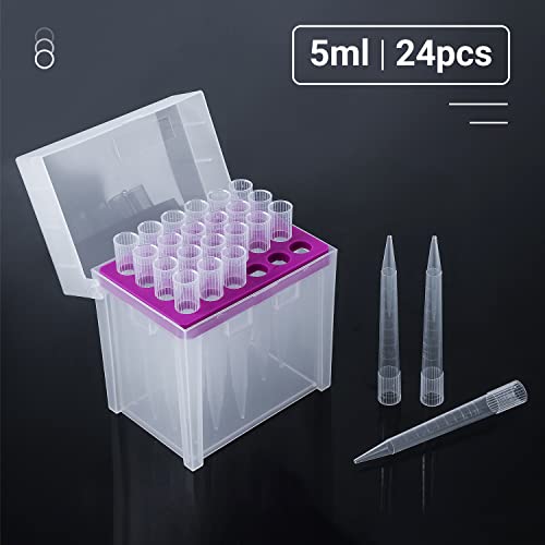FOUR E'S SCIENTIFIC 5ml Pipette Tips - Universal 5000ul Sterile Pipette Tips Racked RNase/DNase Free & Pyrogen Safe, Autoclavable, 1 Rack 24 Tips - Image 5