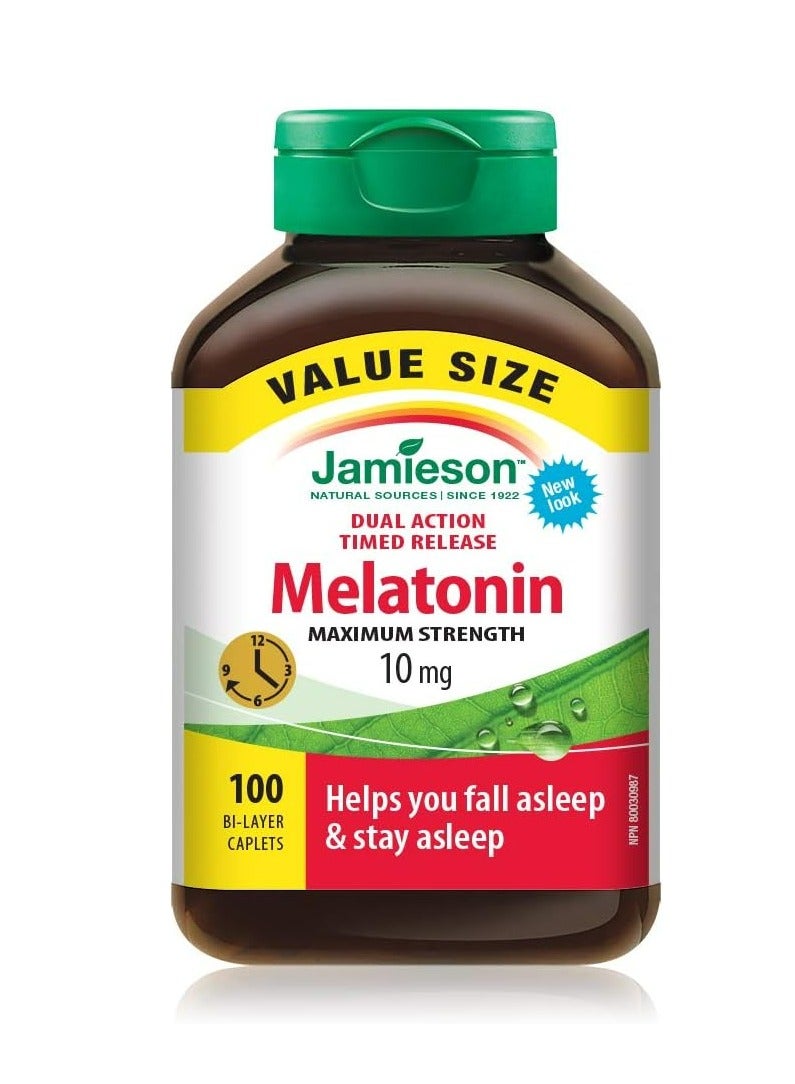 Melatonin 10 mg Maximum Strength Dual Action Timed Release Value Size Gluten Free 100 Count