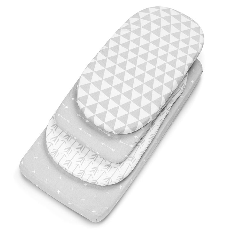 BaeBae Goods Bassinet Bed Sheets – Premium Bassinet Fitted Sheet for Halo, Mika Micky, Maxi COSI & Others - 4 Pack 100% Jersey Knit - Bassinet Bedding for Standard Size Oval or Halo Bassinet Pads for Boys & Girls - Image 4