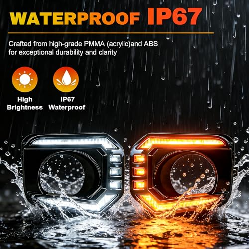 SINYATO INDUST LED DRL Lights Assemblies for 2016–2023 Toyota Tacoma Limited/SR/SR5/Trail Edition, DRL with Dynamic Startup Animation & Flowing Amber Turn Signal, Front Bumper, 1 Pair（Smoked） - Image 4