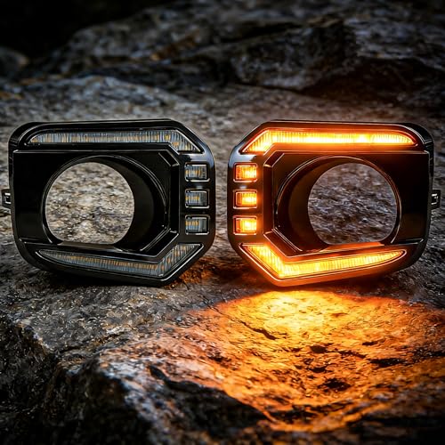 SINYATO INDUST LED DRL Lights Assemblies for 2016–2023 Toyota Tacoma Limited/SR/SR5/Trail Edition, DRL with Dynamic Startup Animation & Flowing Amber Turn Signal, Front Bumper, 1 Pair（Smoked） - Image 1