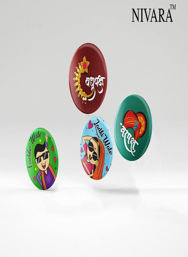 Nivaraprint LADKE WALE | TEAM GROOM | GROOM'S SQUAD | WEDDING BADGES | 58MM | ROUND PIN BADGES | (PACK OF 30, DESIGN 9) - Image 4