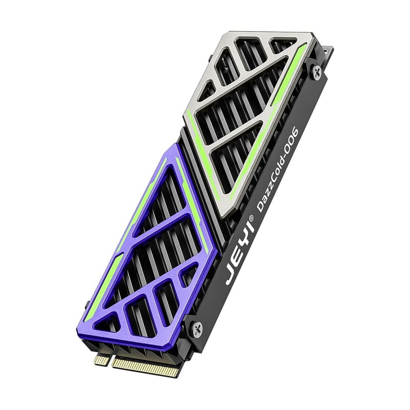 جيي مبدد حراري NVMe M.2 SSD، مبدد حراري عالي الكفاءة من سبائك المغنيسيوم والألومنيوم مع وسادة سيليكون حرارية لـ PS5/mATX/MiniATX، متوافق مع Samsung 990 EVO Plus/990 PRO/980 Pro/980 EVO/970 Pro/970 EVO - Image 1
