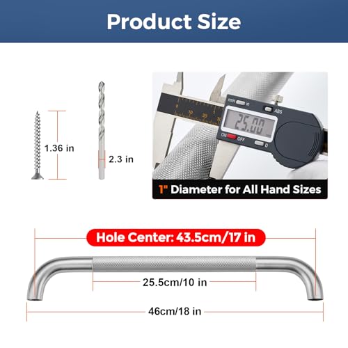 JOY DECOR 18 Inch Grab Bars for Shower Stainless Steel Safety Handicap Grab Bars for Bathroom AntiSlip Shower Handle Wall Mounted 2 Pack Brushed Nickel - Image 3
