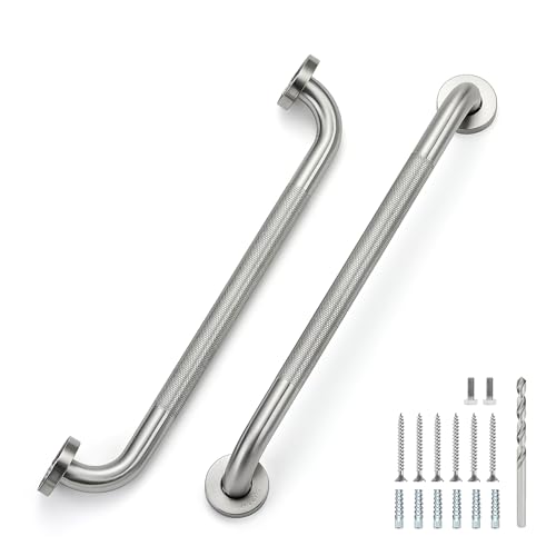 JOY DECOR 18 Inch Grab Bars for Shower Stainless Steel Safety Handicap Grab Bars for Bathroom AntiSlip Shower Handle Wall Mounted 2 Pack Brushed Nickel - Image 1
