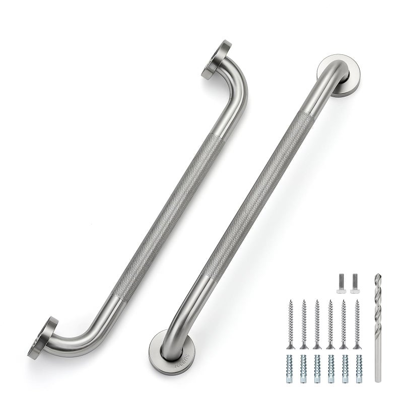 JOY DECOR 18 Inch Grab Bars for Shower Stainless Steel Safety Handicap Grab Bars for Bathroom AntiSlip Shower Handle Wall Mounted 2 Pack Brushed Nickel - Image 2