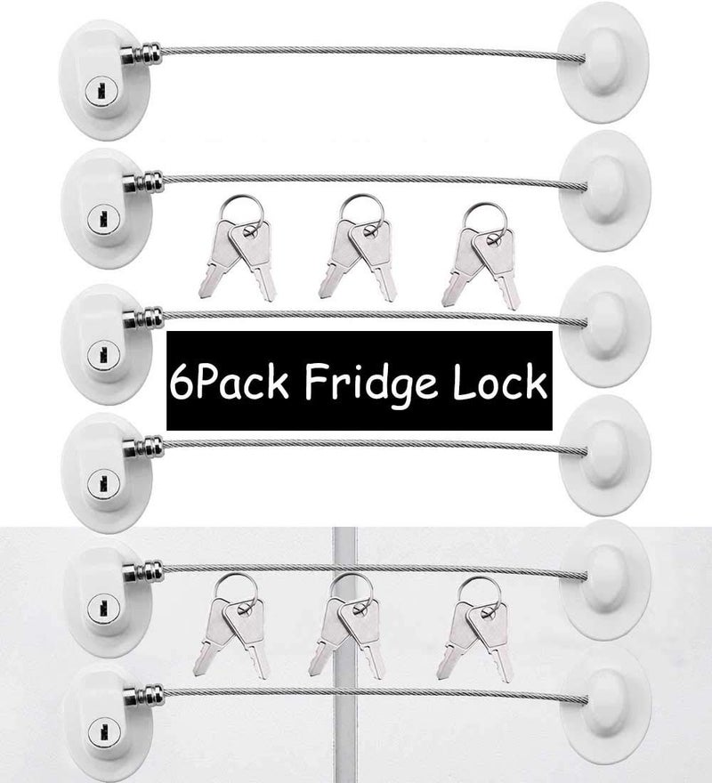 XccMe 6 Pack Refrigerator Locks with 12 KeysChild Safety FridgeRefrigerator Lock CombinationMini FridgeFile DrawerToilet Seat Lock with Strong Adhesive White