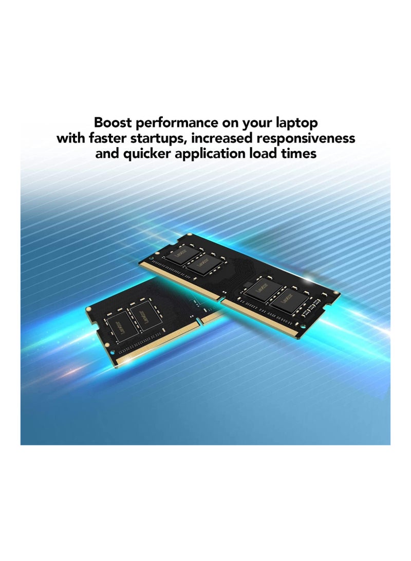 Lexar®DDR4 8GB 260 PIN So-DIMM 3200Mbps, CL22, 1.2V- 3200/2666 SODIMM Laptop Memory, 260 Pin 69.6 mm x 30 mm 69.6 mm x 30 mm 69.6 mm x 30 mmmm Black - Image 3