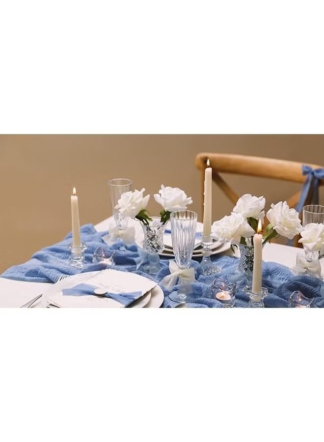 Generic 3 Rolls Handmade Blue Ribbon Chiffon Silk Ribbon 1 1/2 Inch x 21Yd Handmade Frayed Edge White Dusty Blue Ribbons for Gift Wrapping Bridal Bouquets Baby Shower Wedding Invitations(4cm*5m)  - Image 5