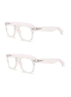 V.W.E. 2 Pairs Transparent Neon Color Deluxe Reading Glasses Comfortable Stylish Simple Readers Magnification (Clear 2.25)  - Image 1