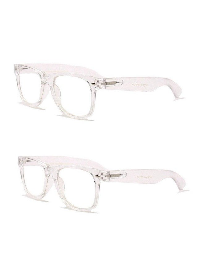 V.W.E. - 2 Pairs Transparent Neon Color Deluxe Reading Glasses Comfortable Stylish Simple Readers Magnification (Clear 2.25) - Image 1