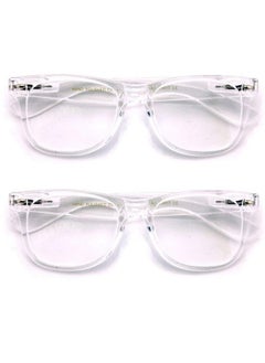 V.W.E. 2 Pairs Transparent Neon Color Deluxe Reading Glasses Comfortable Stylish Simple Readers Magnification (Clear 2.25)  - Image 2