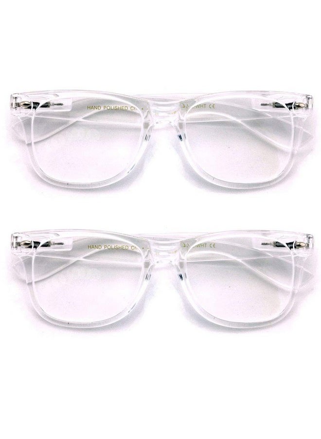 V.W.E. - 2 Pairs Transparent Neon Color Deluxe Reading Glasses Comfortable Stylish Simple Readers Magnification (Clear 2.25) - Image 1