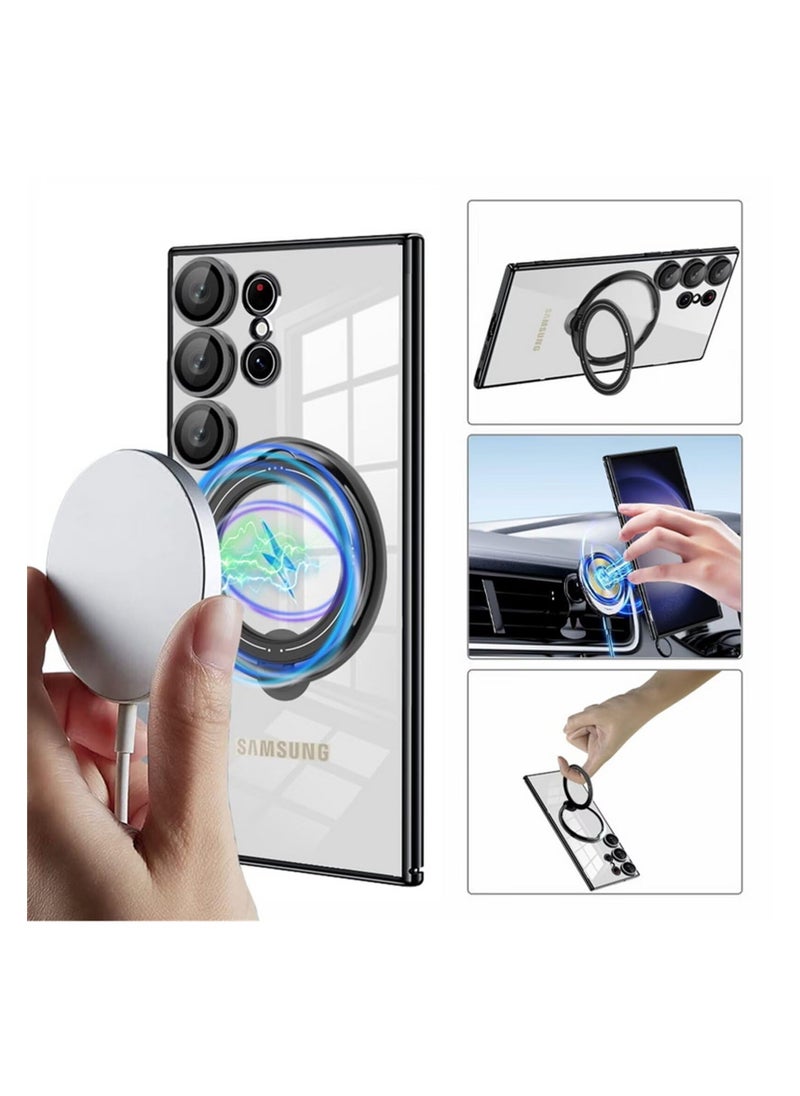 Clear Case for Samsung S23 Ultra with Magnetic Ring Stand,Compatible with Magsafe, Military Grade Drop,Shockproof Hard Luxury Phone Cases with Camera Lens Protector for Women Men. - pzsku/ZA1F5EE4F3F75F8718E61Z/45/_/1703066505/9ed731d0-c57d-4a6e-a930-c5cf095d6521