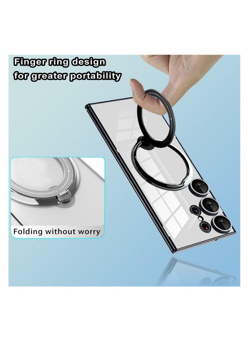 Clear Case for Samsung S23 Ultra with Magnetic Ring Stand,Compatible with Magsafe, Military Grade Drop,Shockproof Hard Luxury Phone Cases with Camera Lens Protector for Women Men. - pzsku/ZA1F5EE4F3F75F8718E61Z/45/_/1703066541/b61a1c56-28ce-44c8-9ff5-ca4691b762b1