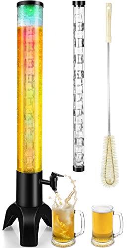 COSYOO Drink Tower, 3L Mimosa Tower Dispenser With Ice Tube and Led Light, Tabletop Beer Dispenser 3.17 Qt./101oz, Ideal for Parties Bars Pubs Restaurants - Image 1