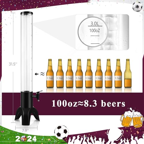 COSYOO Drink Tower, 3L Mimosa Tower Dispenser With Ice Tube and Led Light, Tabletop Beer Dispenser 3.17 Qt./101oz, Ideal for Parties Bars Pubs Restaurants - Image 3