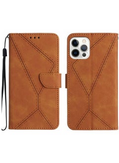 For iPhone 16 Pro Max Stitching Embossed Leather Phone Case(Brown)