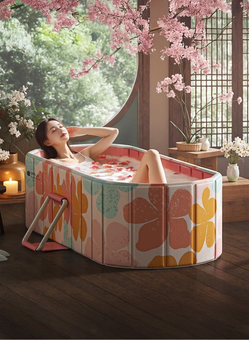 XiuWoo Large Waterproof Portable Non-Inflatable Folding Soaking Spa Bathtub Barrel, Upgraded Household Shower Bathing Tubs, Bathroom Family Separate SPA with Support Rack Tub for Adults and Kid 120cm - Image 1