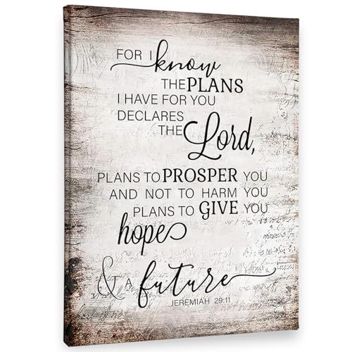 PHAMTE Jeremiah 29 11 Wall Art Christian Jeremiah 2911 For I Know The Plans I Have For You Wall Art Bible Verse Scripture Print Framed Canvas Painting Christian Prayer Room Office Decor11x14